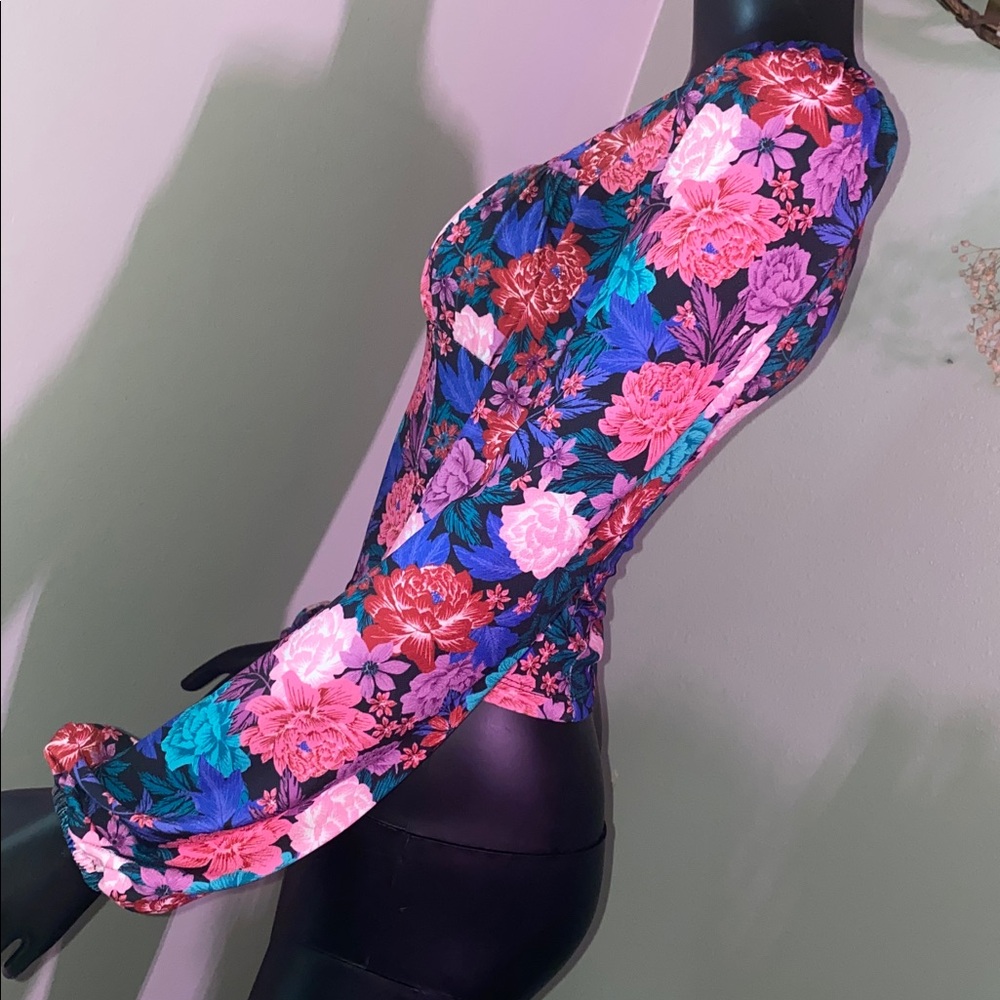 SO Multicolor Floral Puff Longsleeve Blouse Top - Picture 6 of 12